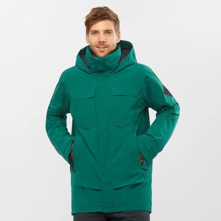 Chaquetas De Esquí Salomon Stance Cargo Insulated Encapuchado Hombre Verdes | MX FWEX230